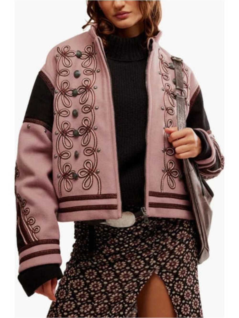 NWT Free People Boy Band Bomber Jacket Woodrose XL $498